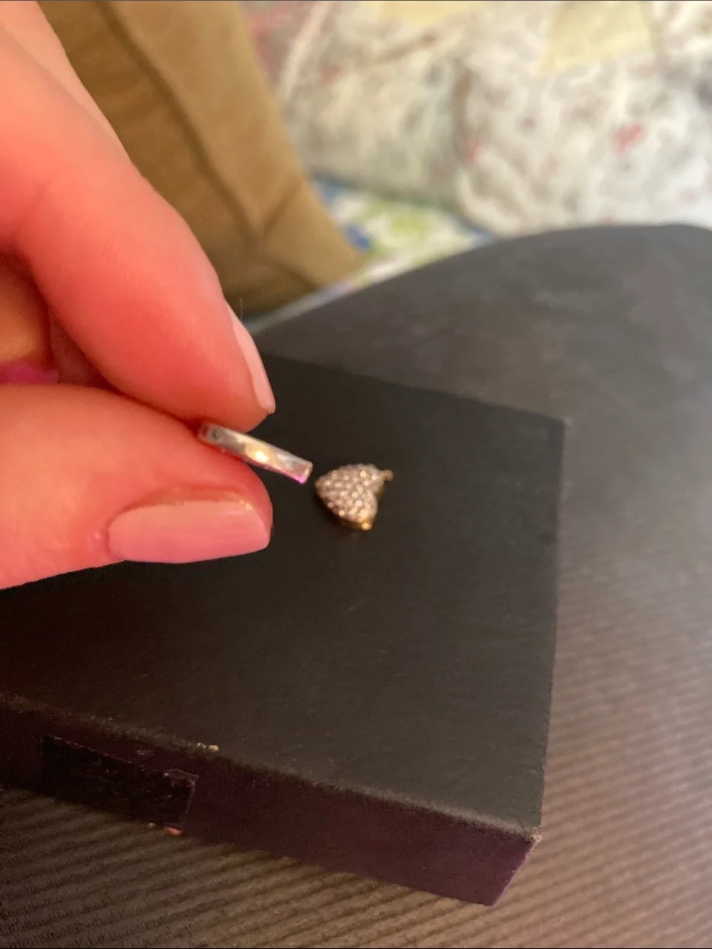 2 diamond yellow gold heart charms ( as is)